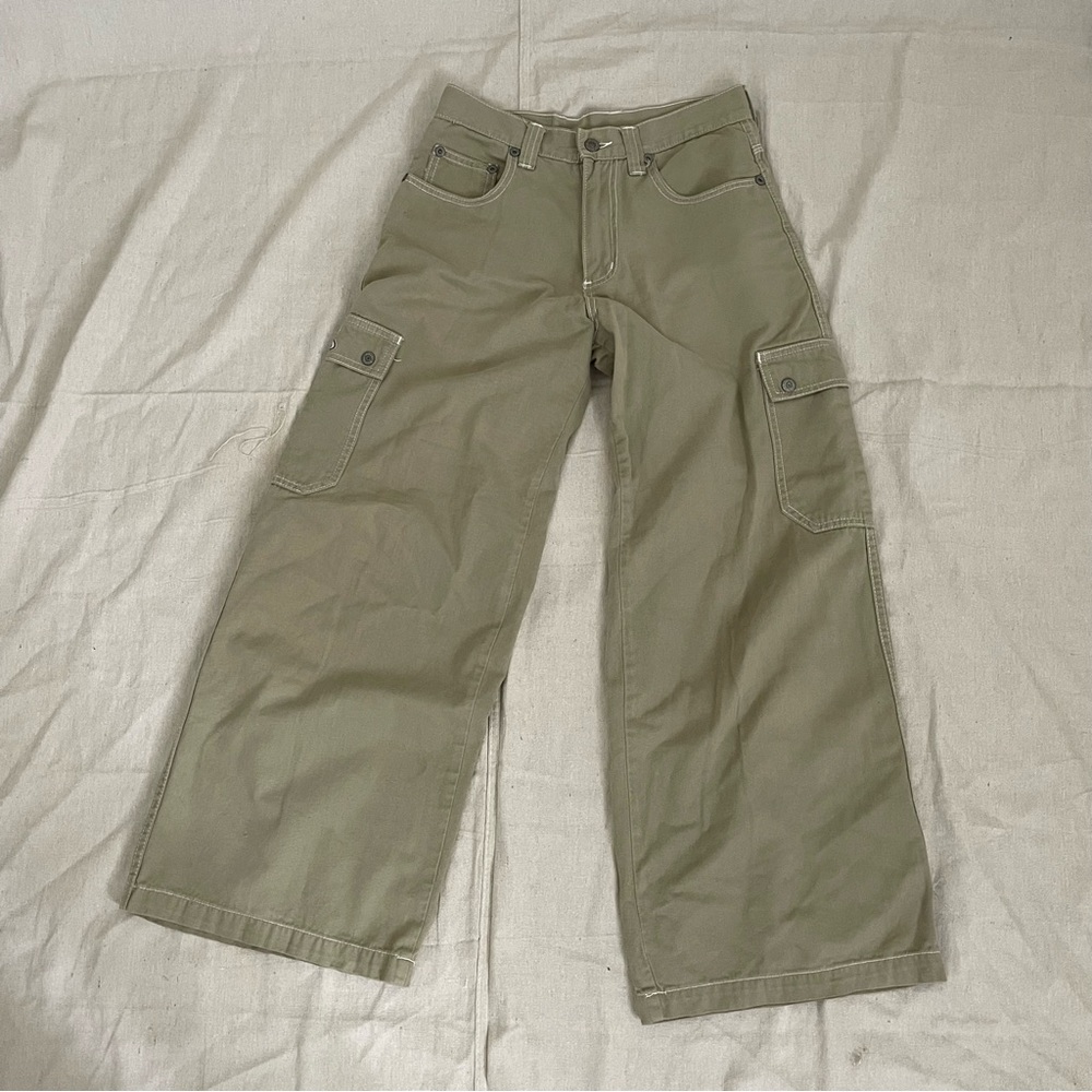 Y2K KikGirk tan Wide Leg Skater Rave Pant